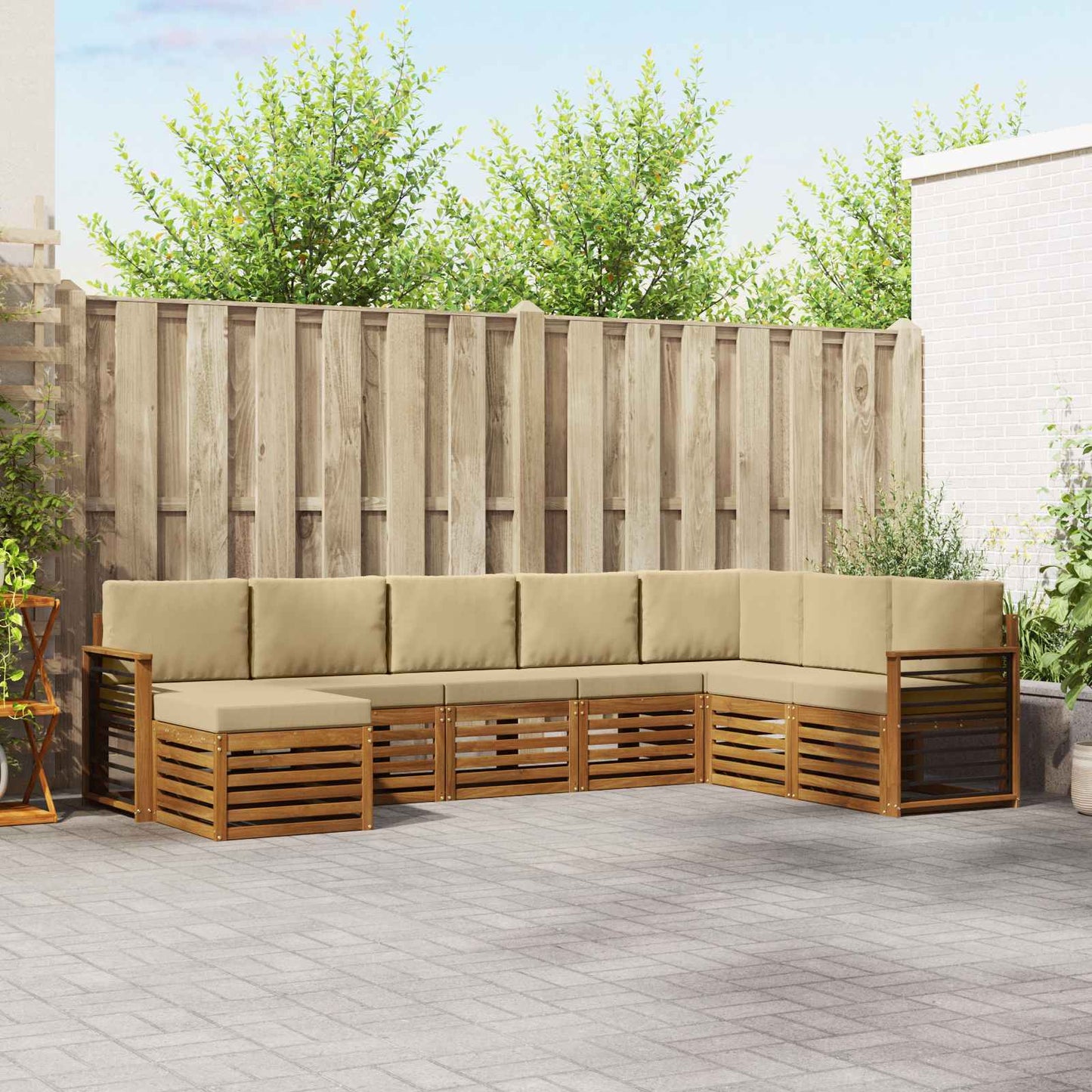 Outdoor-Sofagarnitur 8 stk. Natur und Beige