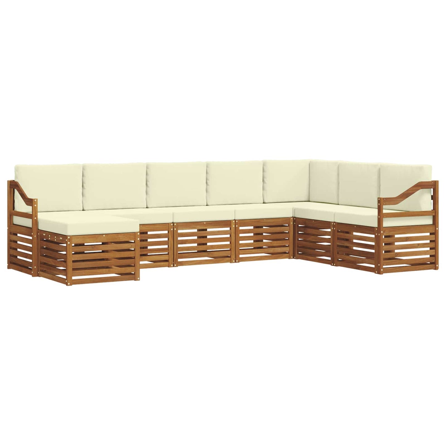 Outdoor-Sofagarnitur 8 pcs Natur und Creme Massivholz Akazie