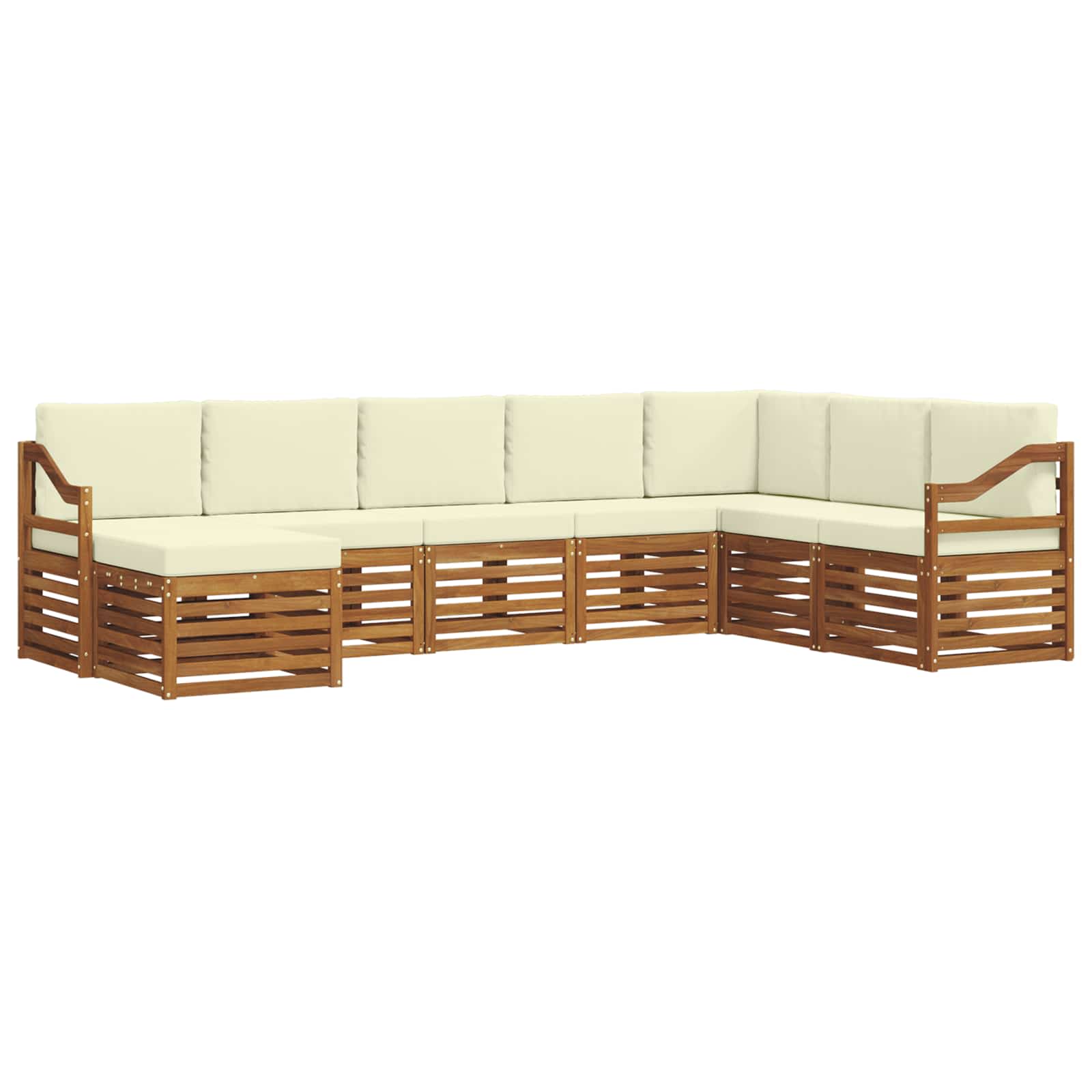 Outdoor-Sofagarnitur 8 pcs Natur und Creme Massivholz Akazie