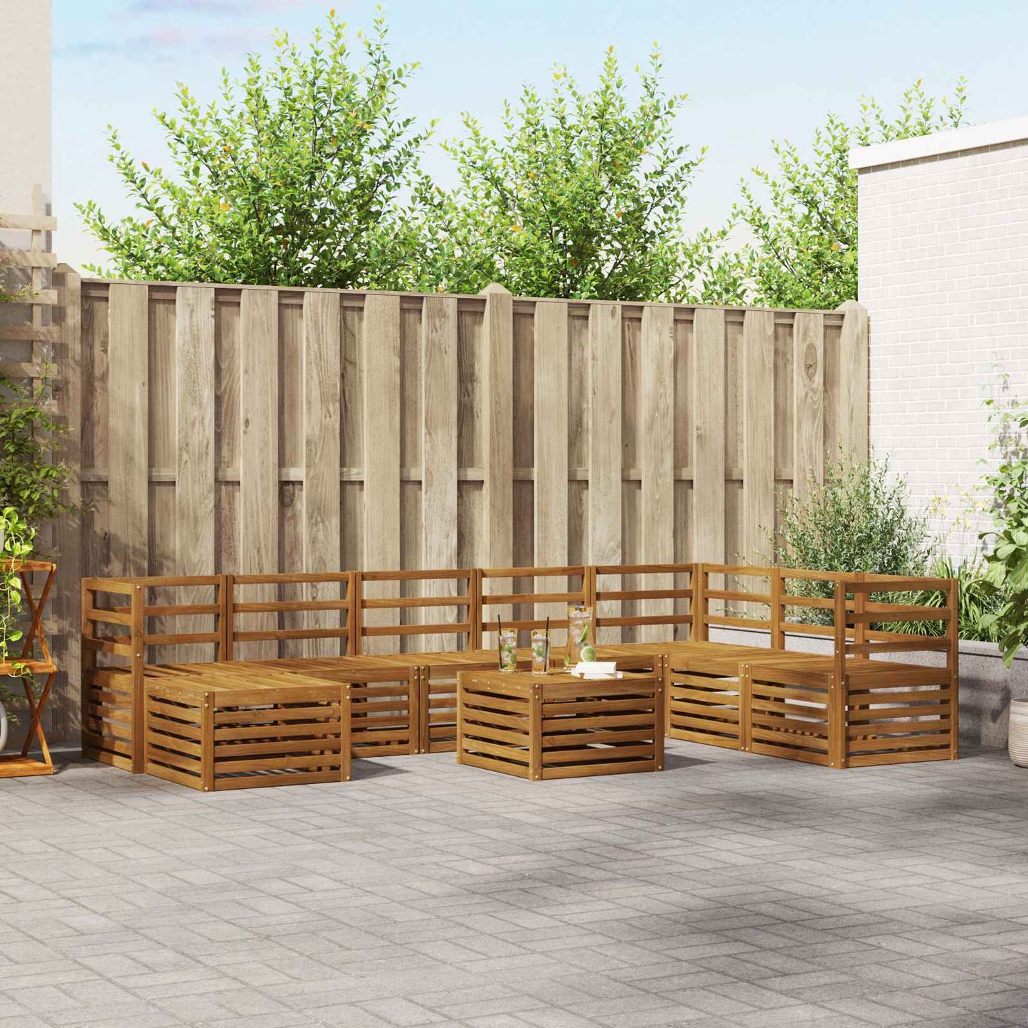 Outdoor-Sofagarnitur 9 pcs Natur Massivholz Akazie