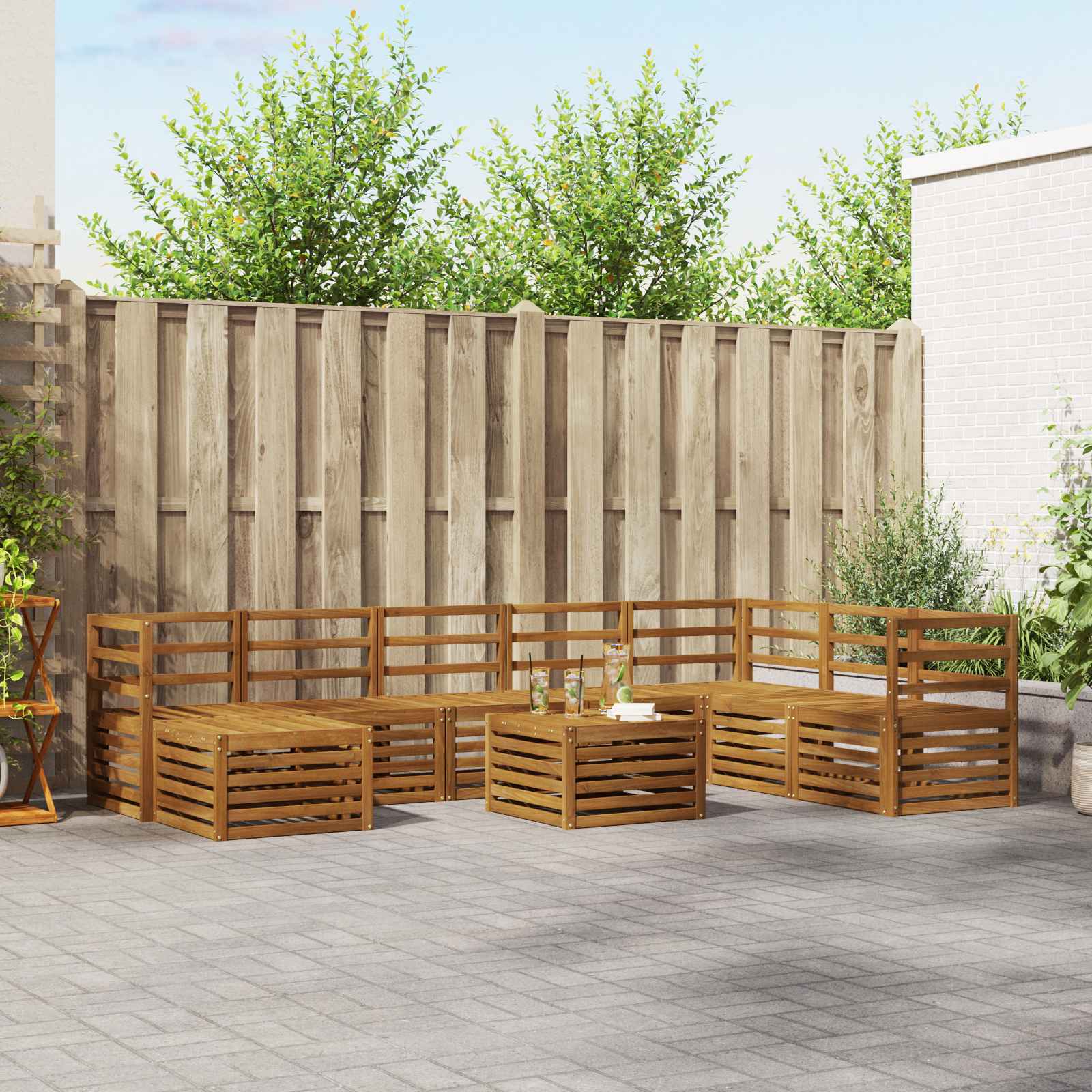 Outdoor-Sofagarnitur 9 pcs Natur Massivholz Akazie