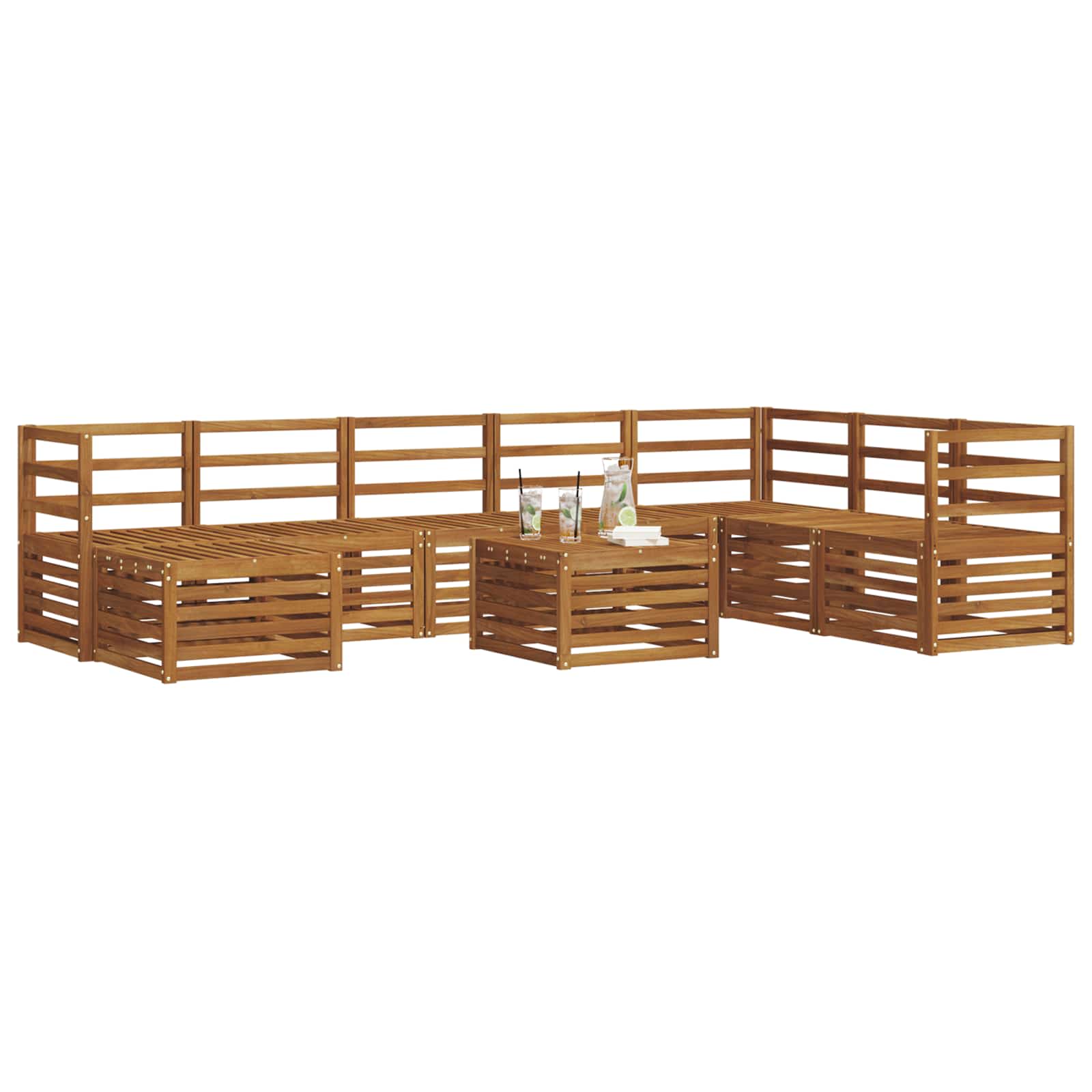 Outdoor-Sofagarnitur 9 pcs Natur Massivholz Akazie