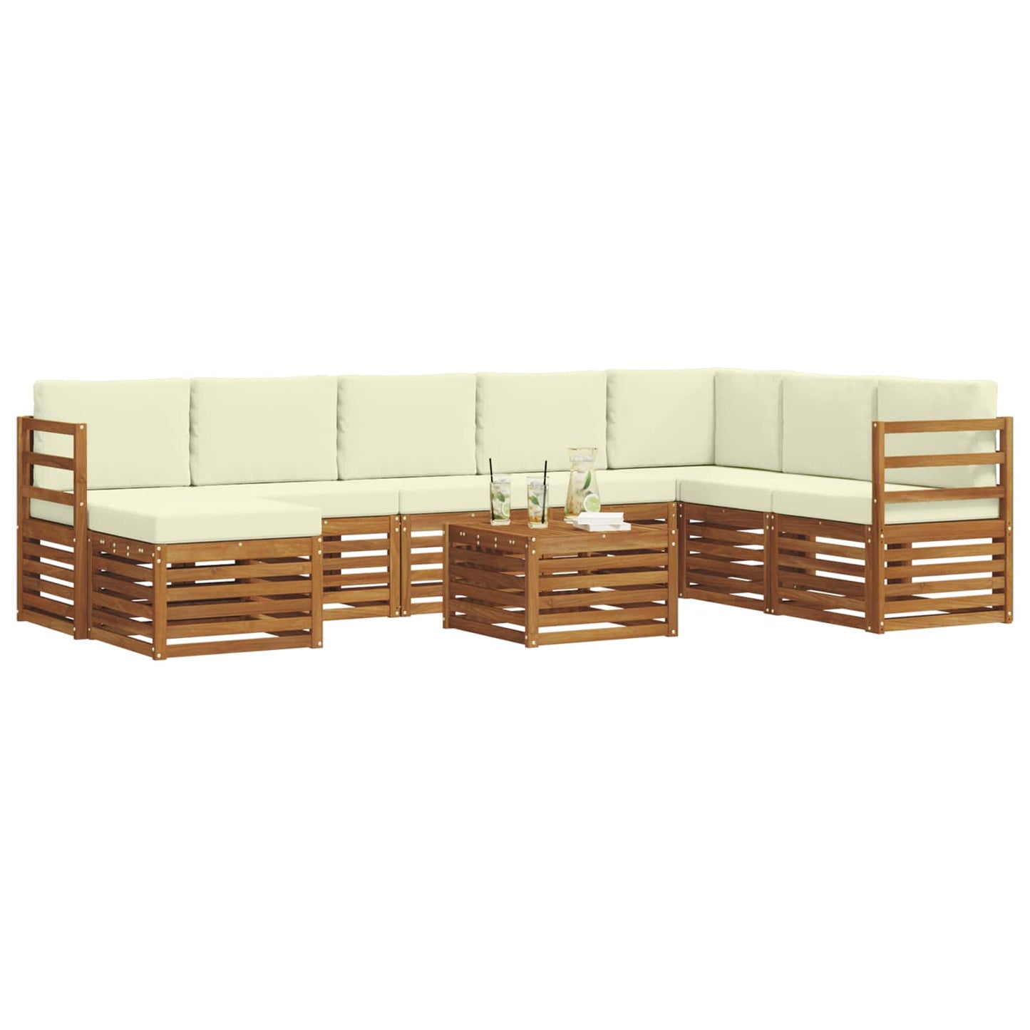 Outdoor-Sofagarnitur 9 stk. Natur und Creme