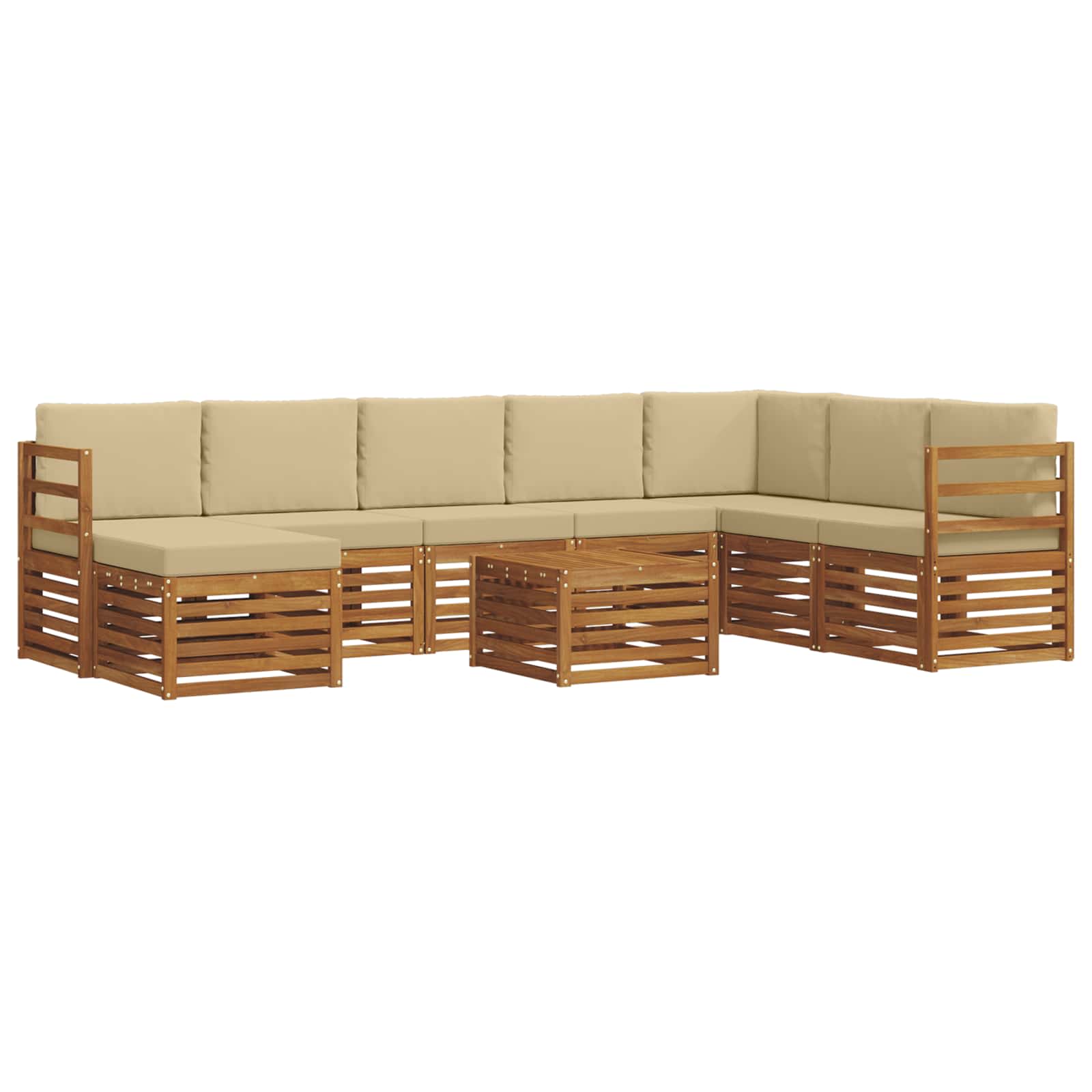Outdoor-Sofagarnitur 9 pcs Natur und Beige Massivholz Akazie