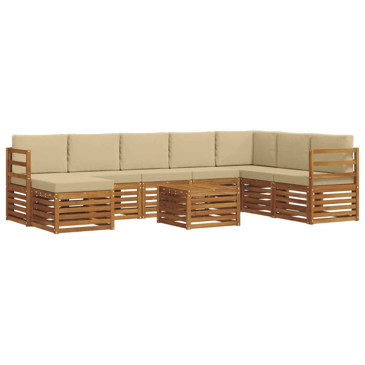 Outdoor-Sofagarnitur 9 stk. Natur und Beige