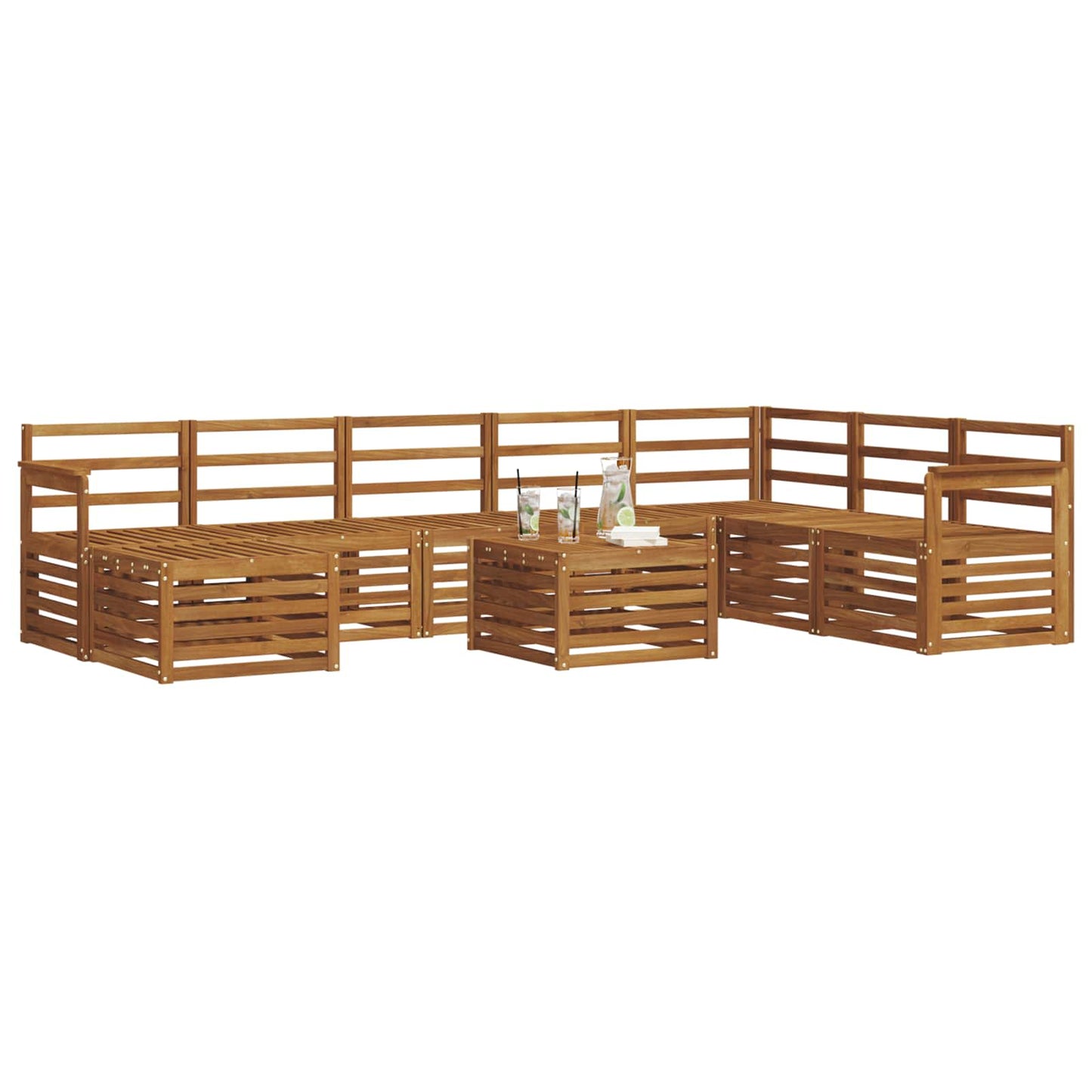 Outdoor-Sofagarnitur 9 pcs Natur Massivholz Akazie