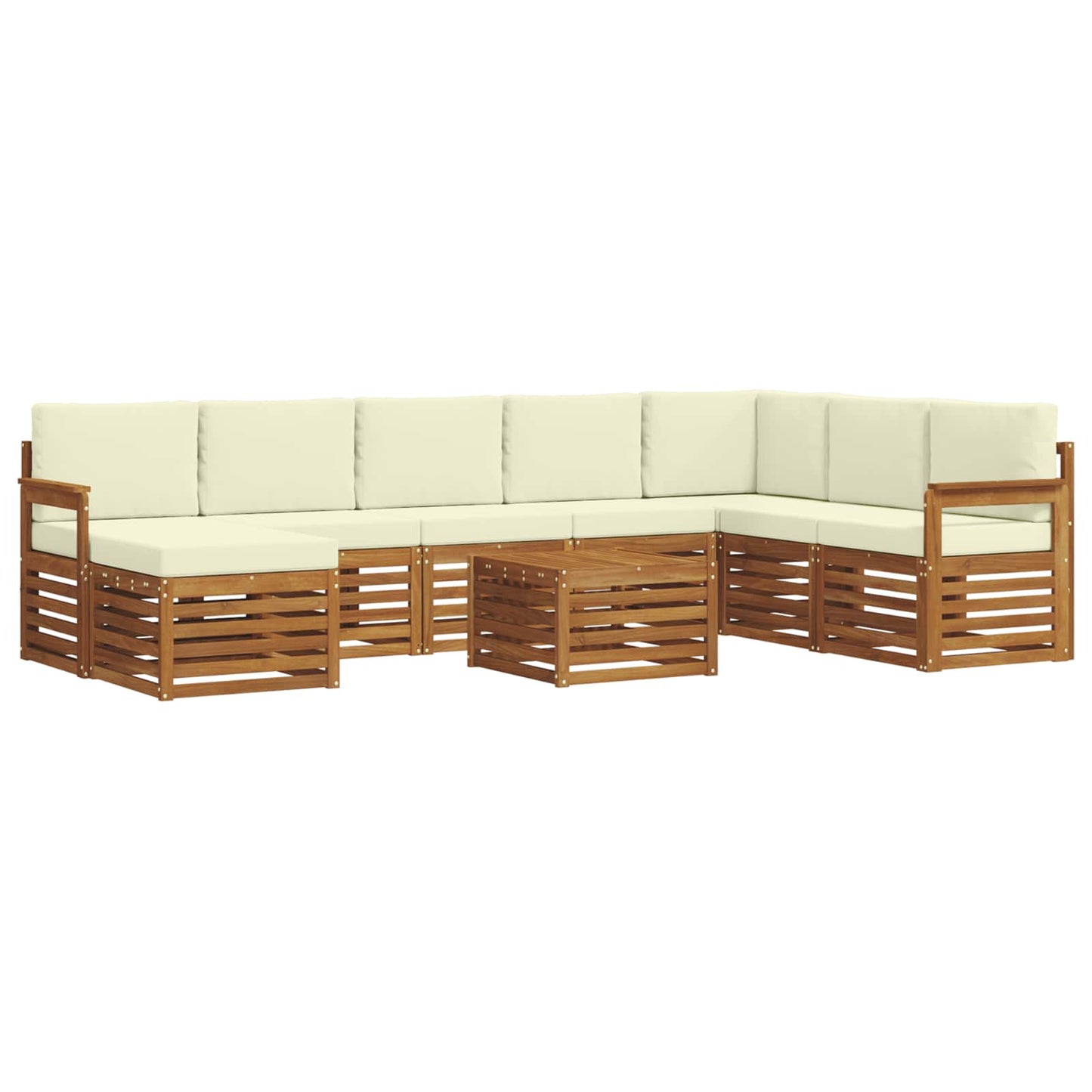 Outdoor-Sofagarnitur 9 pcs Natur und Creme Massivholz Akazie