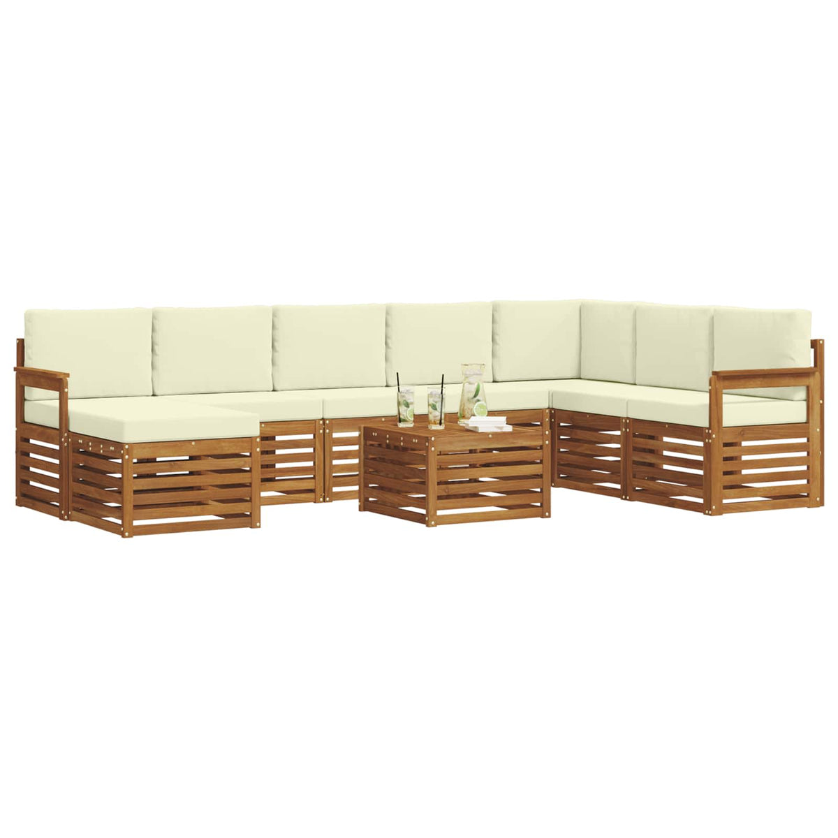 Outdoor-Sofagarnitur 9 stk. Natur und Creme