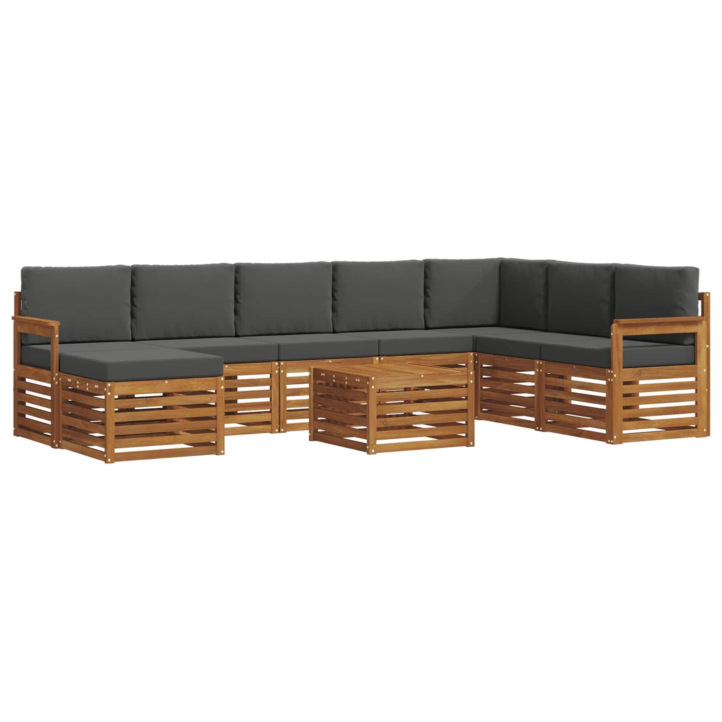 Outdoor-Sofagarnitur 9 stk. Natur und Anthrazit