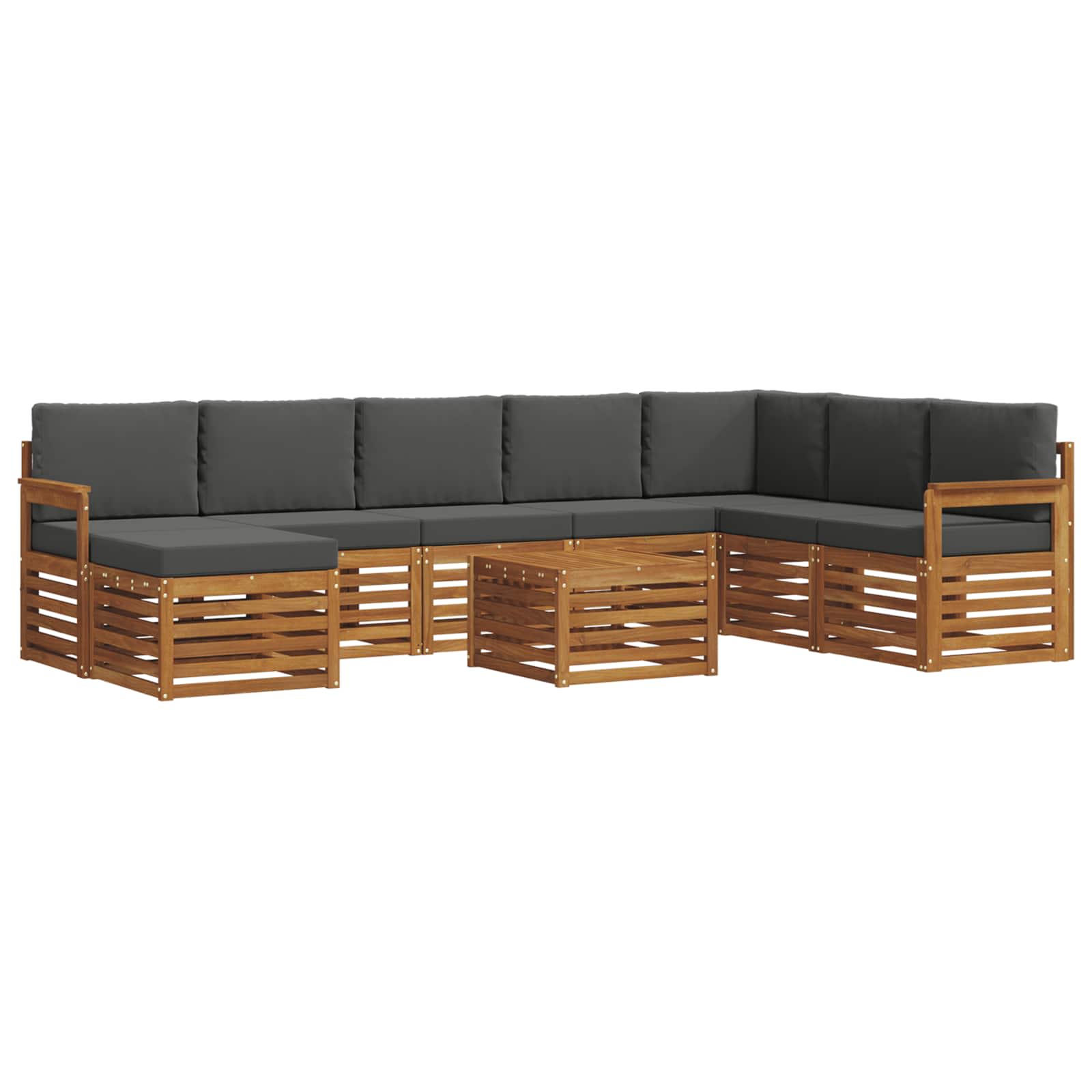 Outdoor-Sofagarnitur 9 stk. Natur und Anthrazit