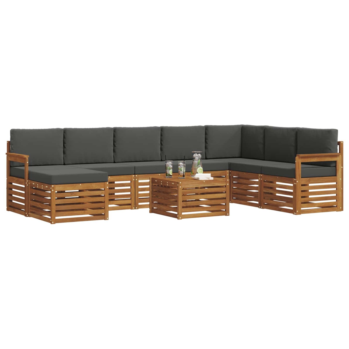 Outdoor-Sofagarnitur 9 stk. Natur und Anthrazit
