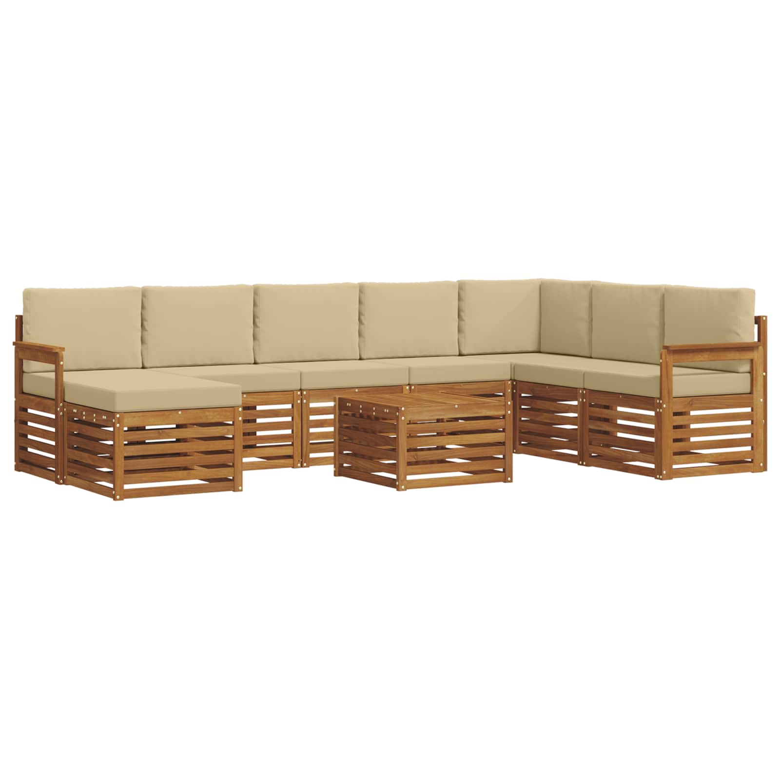 Outdoor-Sofagarnitur 9 stk. Natur und Beige