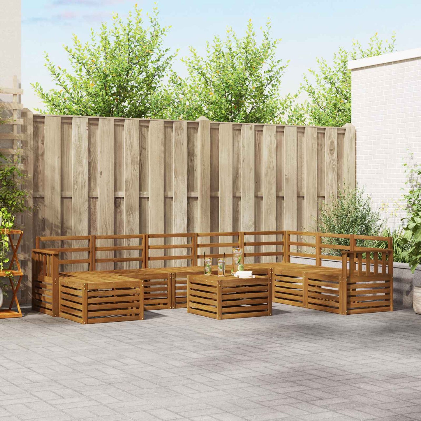Outdoor-Sofagarnitur 9 pcs Natur Massivholz Akazie
