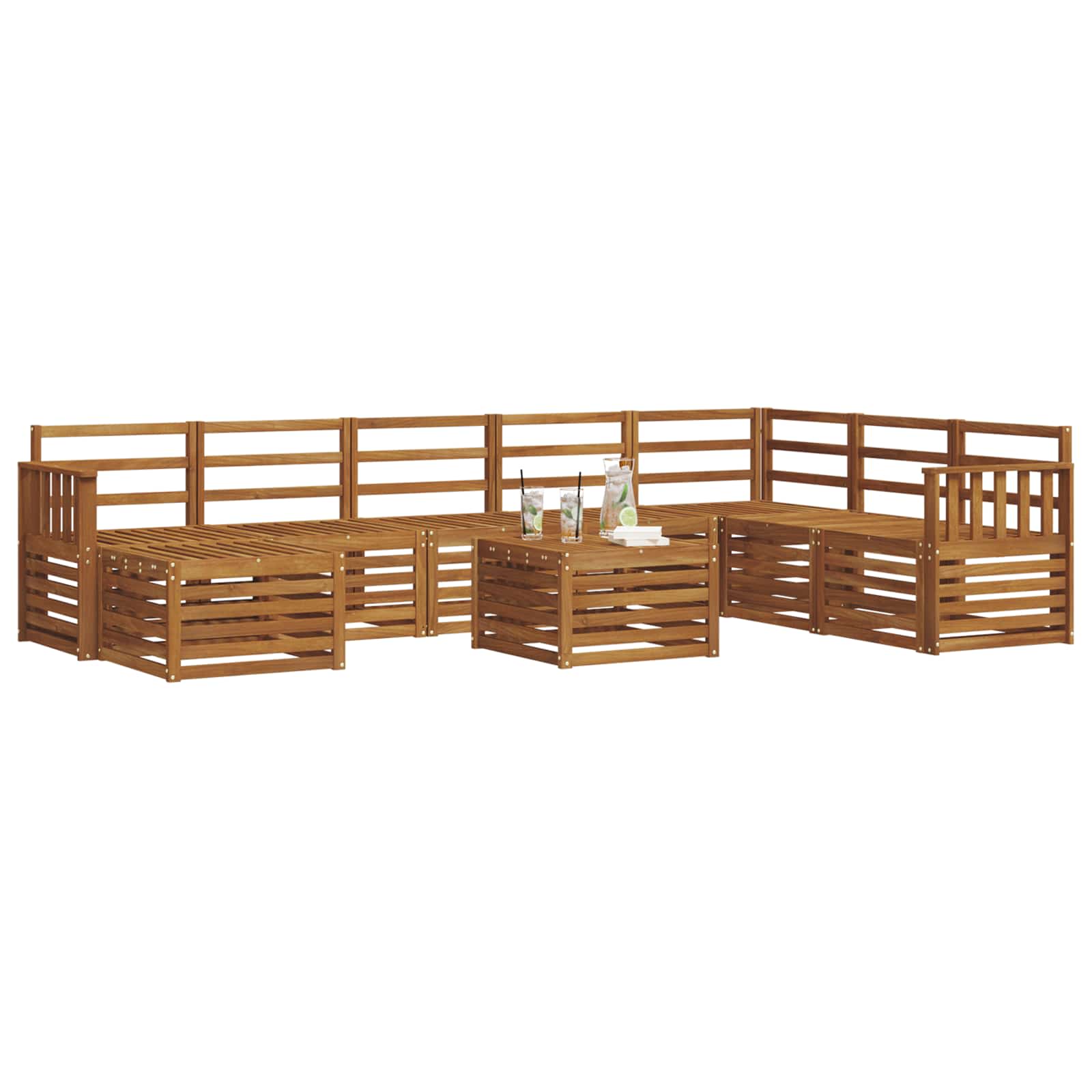 Outdoor-Sofagarnitur 9 pcs Natur Massivholz Akazie