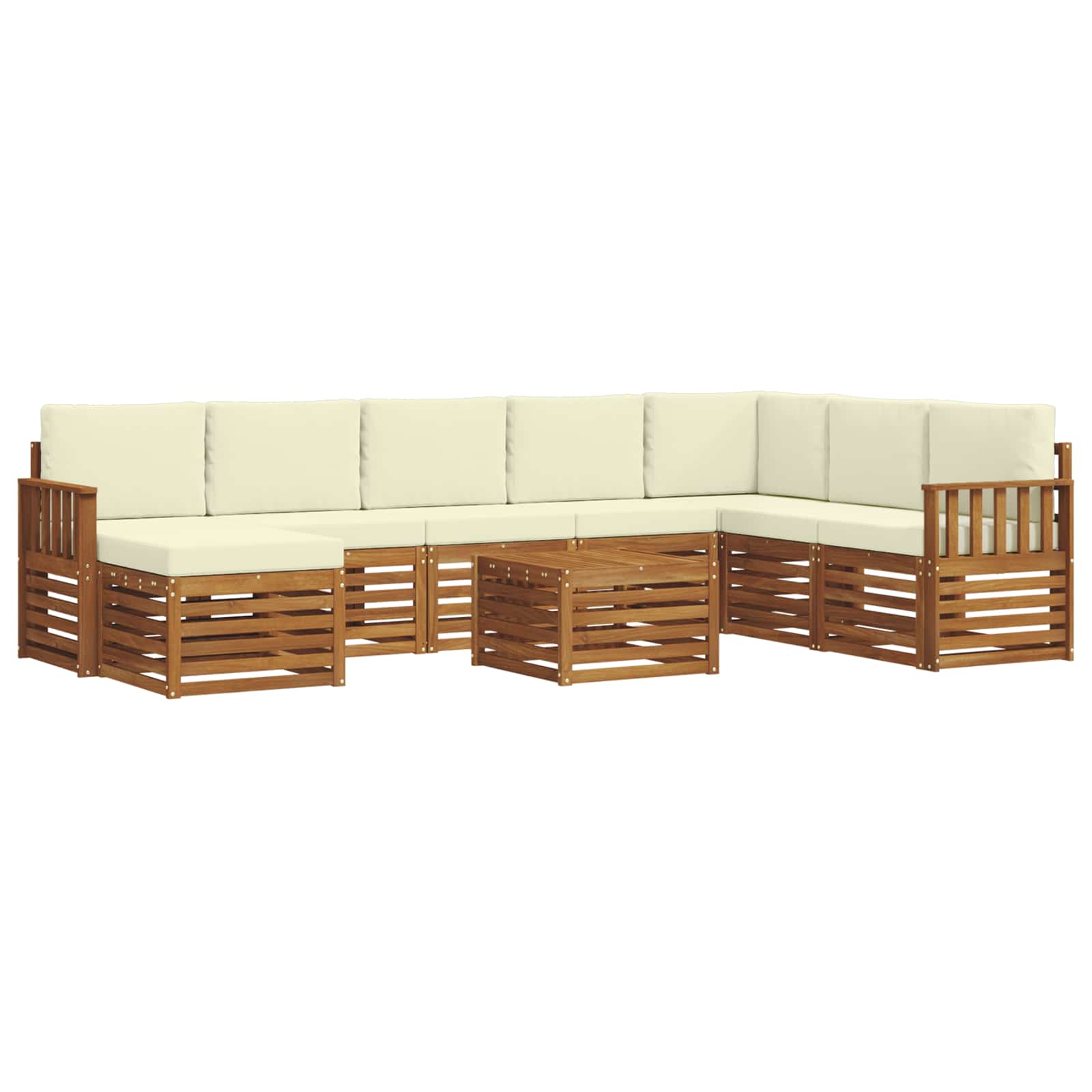 Outdoor-Sofagarnitur 9 pcs Natur und Creme Massivholz Akazie