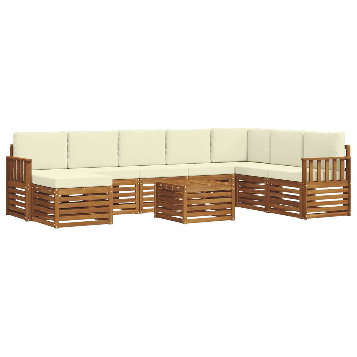 Outdoor-Sofagarnitur 9 stk. Natur und Creme
