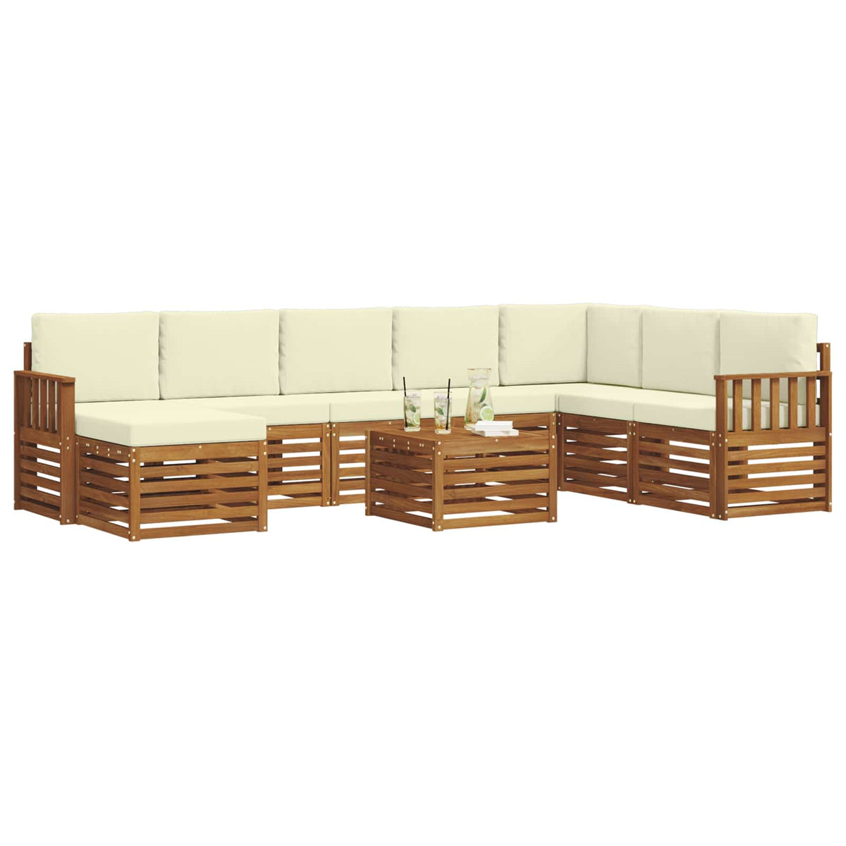 Outdoor-Sofagarnitur 9 stk. Natur und Creme