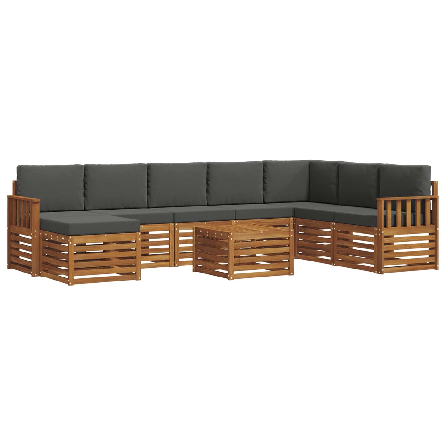 Outdoor-Sofagarnitur 9 stk. Natur und Anthrazit