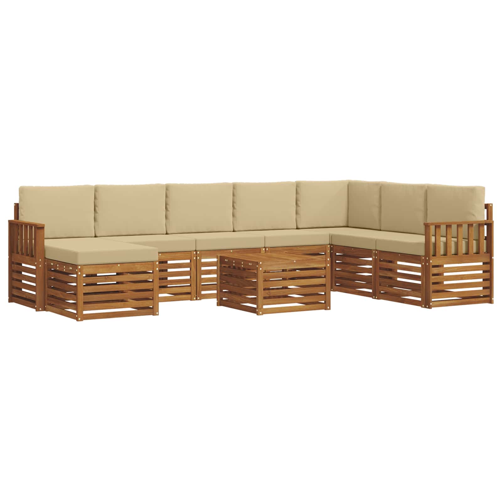 Outdoor-Sofagarnitur 9 stk. Natur und Beige