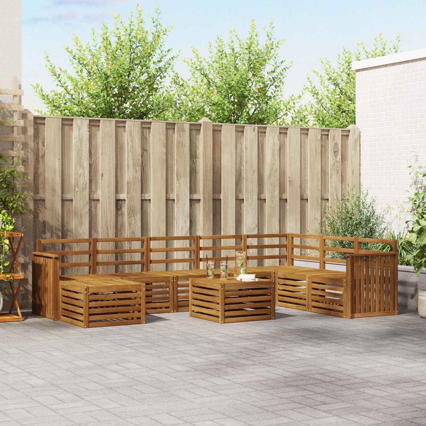 Outdoor-Sofagarnitur 9 pcs Natur Massivholz Akazie