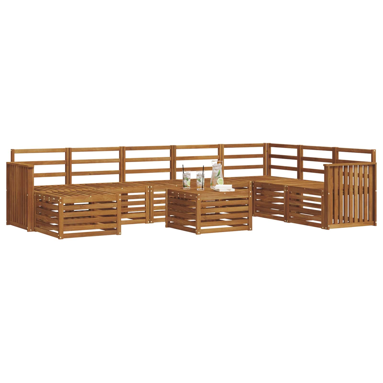Outdoor-Sofagarnitur 9 pcs Natur Massivholz Akazie