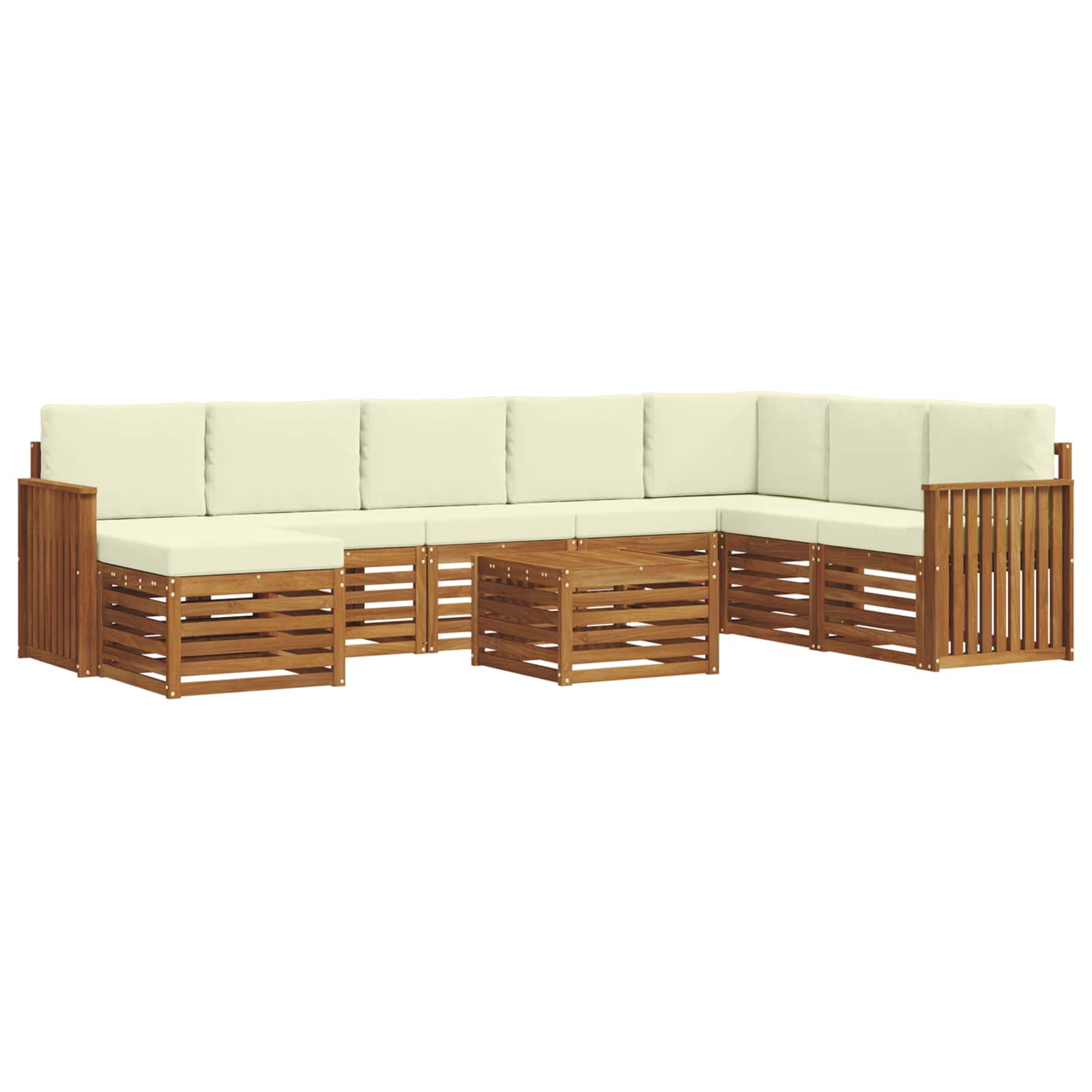 Outdoor-Sofagarnitur 9 pcs Natur und Creme Massivholz Akazie