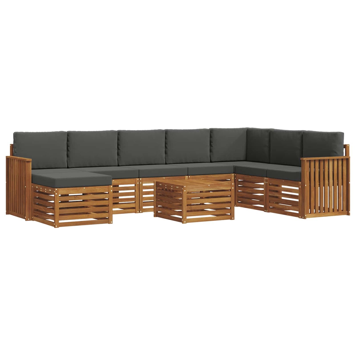 Outdoor-Sofagarnitur mit Kissen 9 pcs Natur und Anthrazit