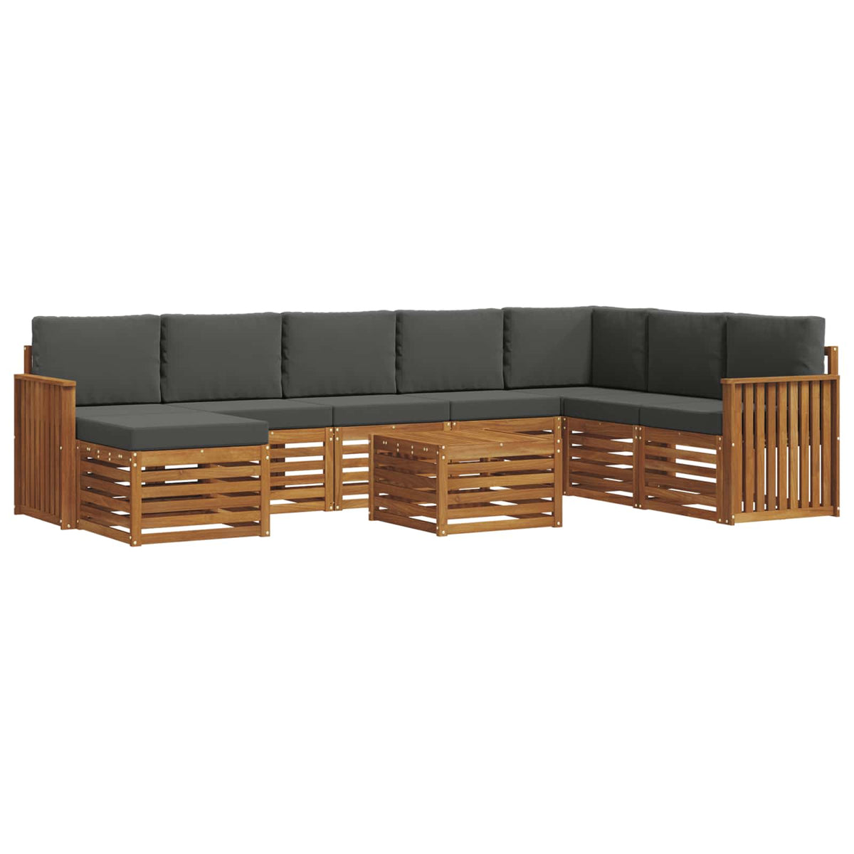 Outdoor-Sofagarnitur 9 stk. Natur und Anthrazit