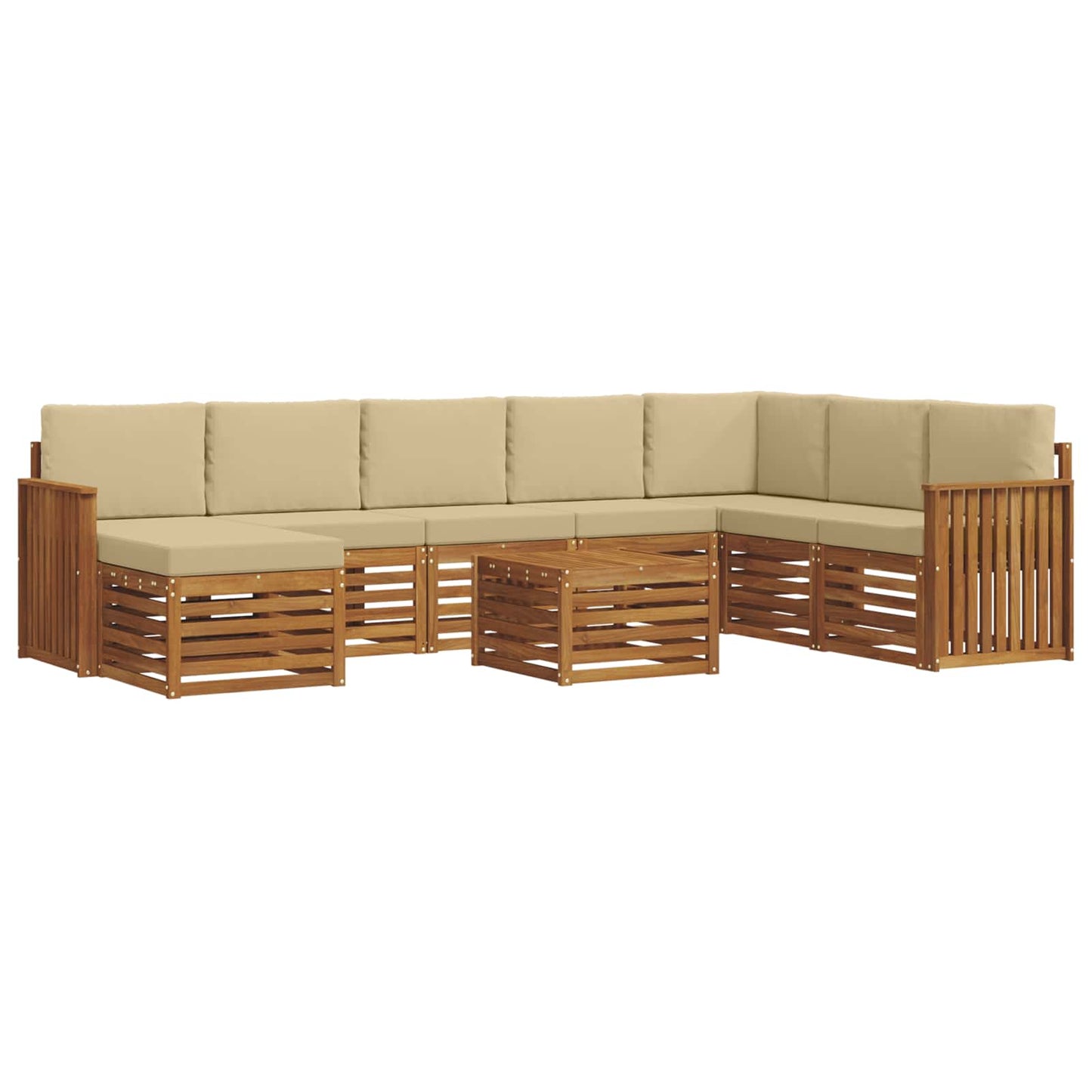 Outdoor-Sofagarnitur 9 stk. Natur und Beige
