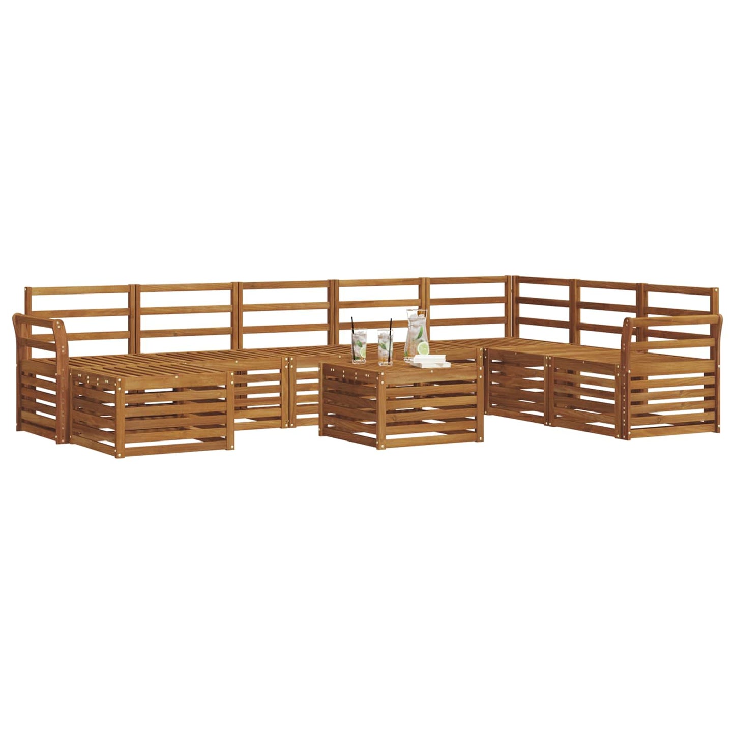 Outdoor-Sofagarnitur 9 pcs Natur Massivholz Akazie