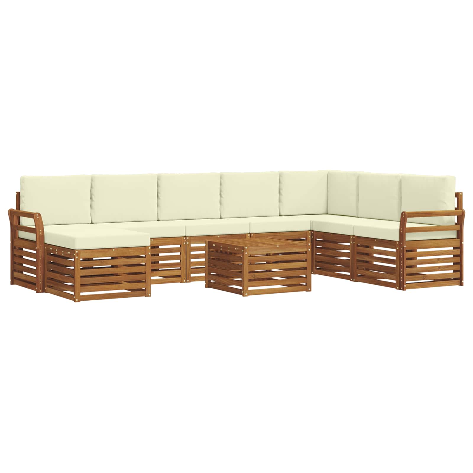 Outdoor-Sofagarnitur 9 stk. Natur und Creme