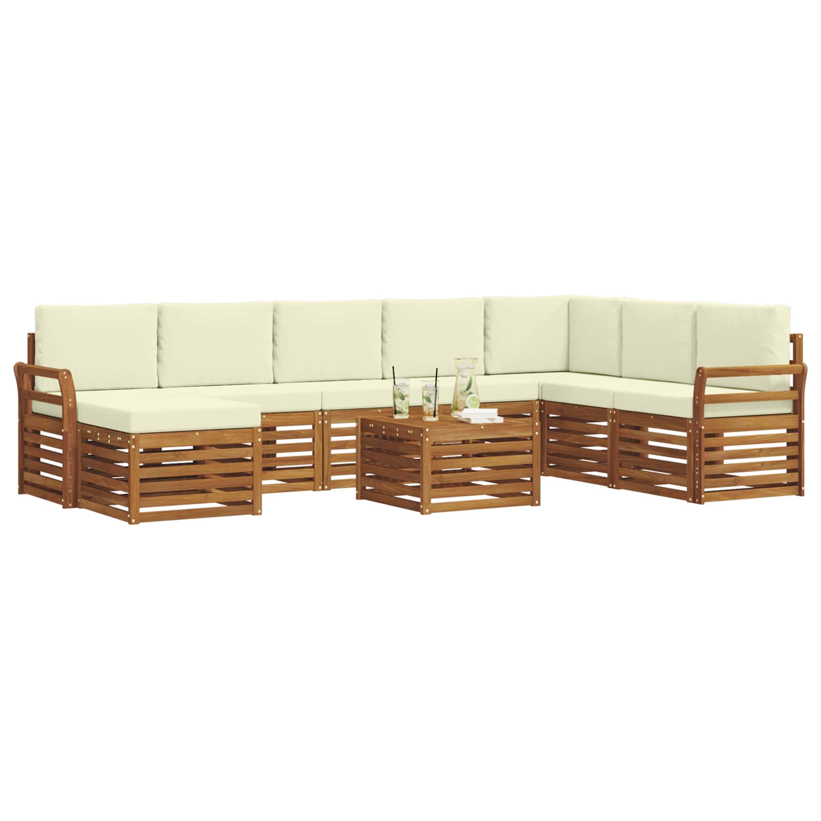 Outdoor-Sofagarnitur 9 stk. Natur und Creme