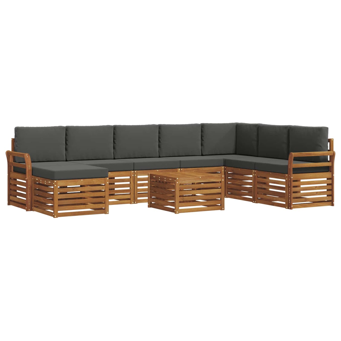 Outdoor-Sofagarnitur 9 stk. Natur und Anthrazit