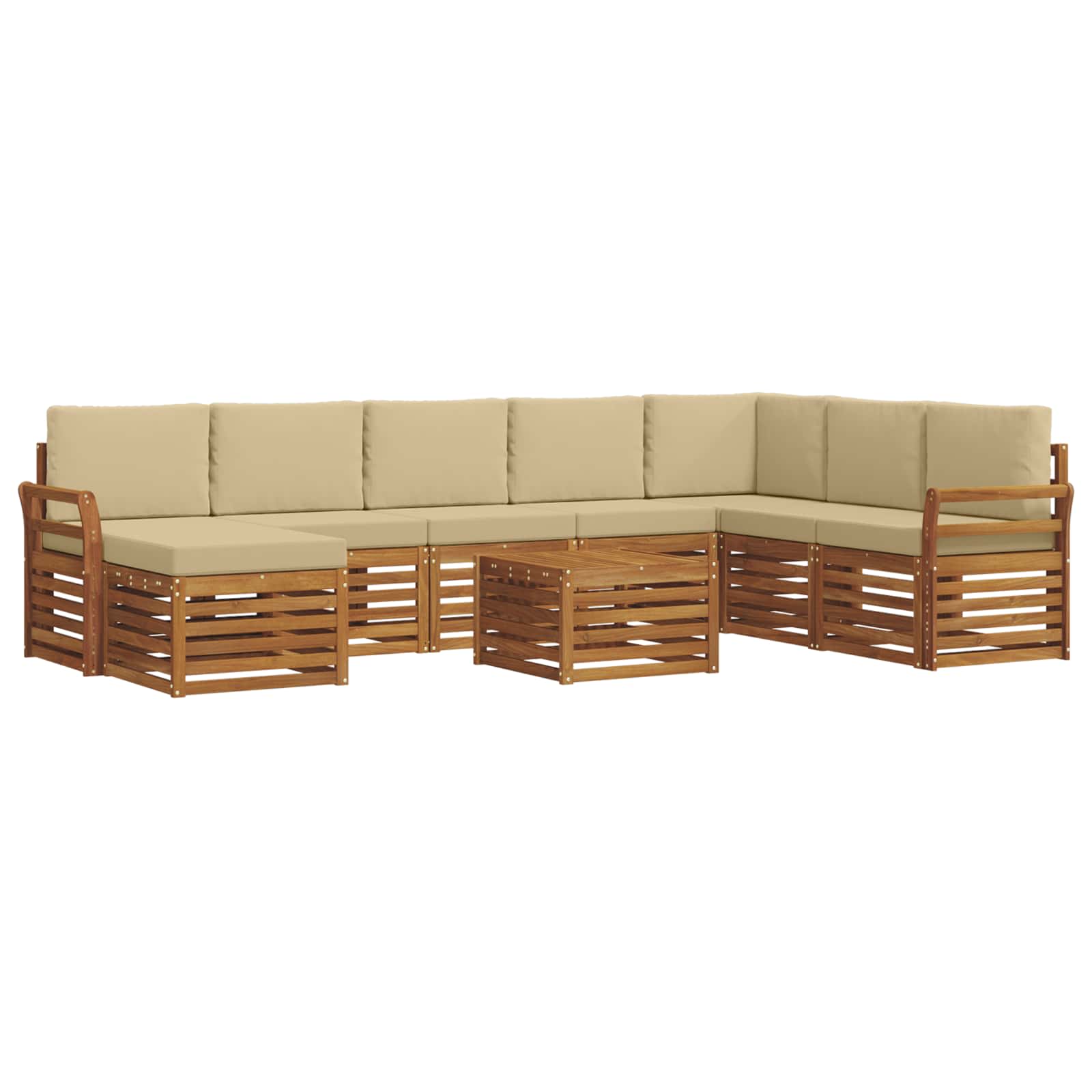 Outdoor-Sofagarnitur 9 stk. Natur und Beige