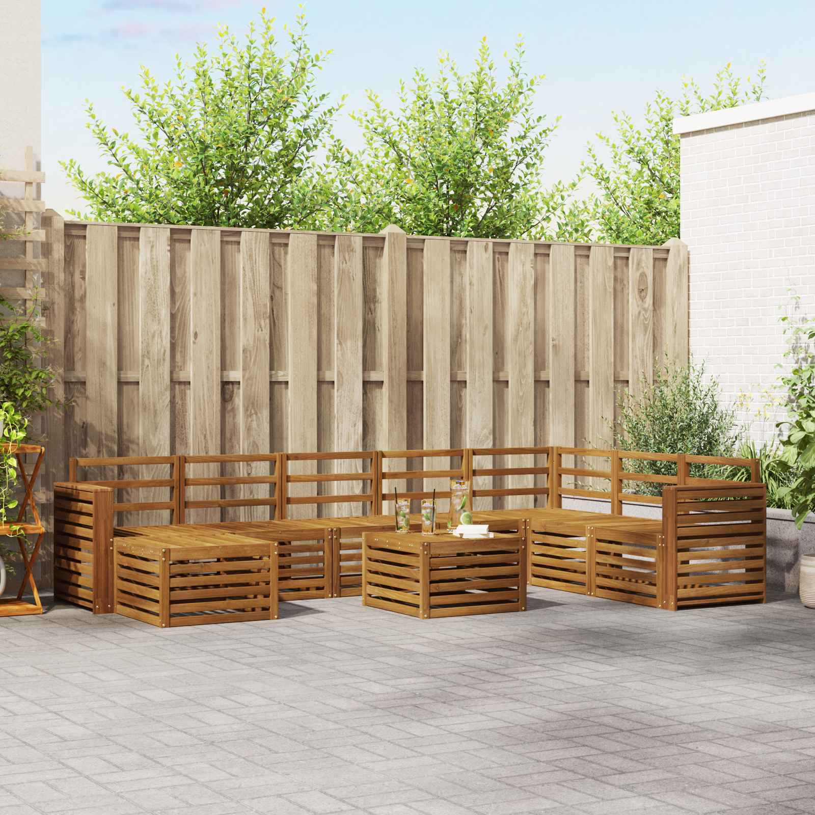 Outdoor-Sofagarnitur 9 pcs Natur Massivholz Akazie