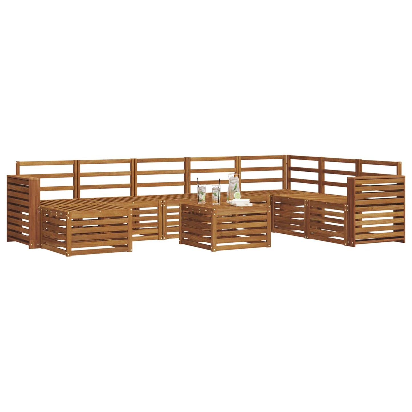 Outdoor-Sofagarnitur 9 pcs Natur Massivholz Akazie