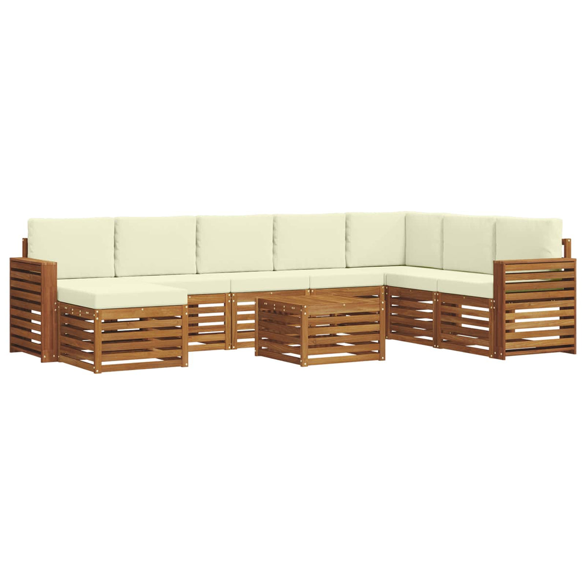 Outdoor-Sofagarnitur 9 stk. Natur und Creme