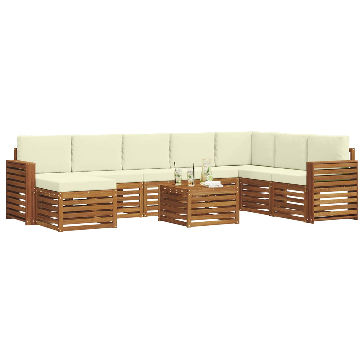Outdoor-Sofagarnitur 9 stk. Natur und Creme