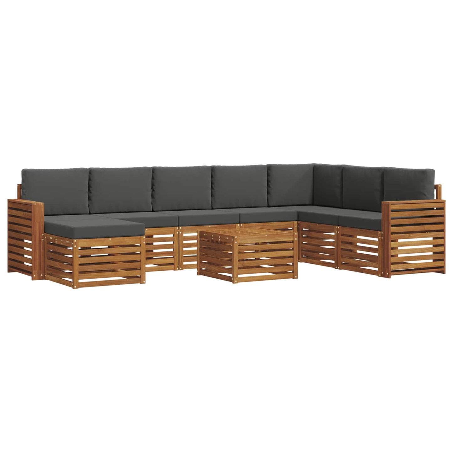 Outdoor-Sofagarnitur 9 stk. Natur und Anthrazit