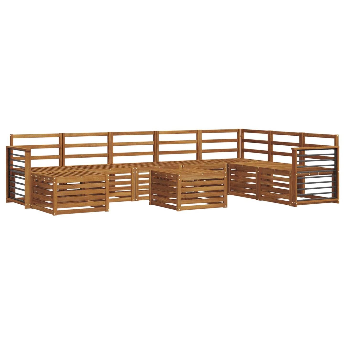 Ecksofa Set 9 pcs Natur Massivholz Akazie