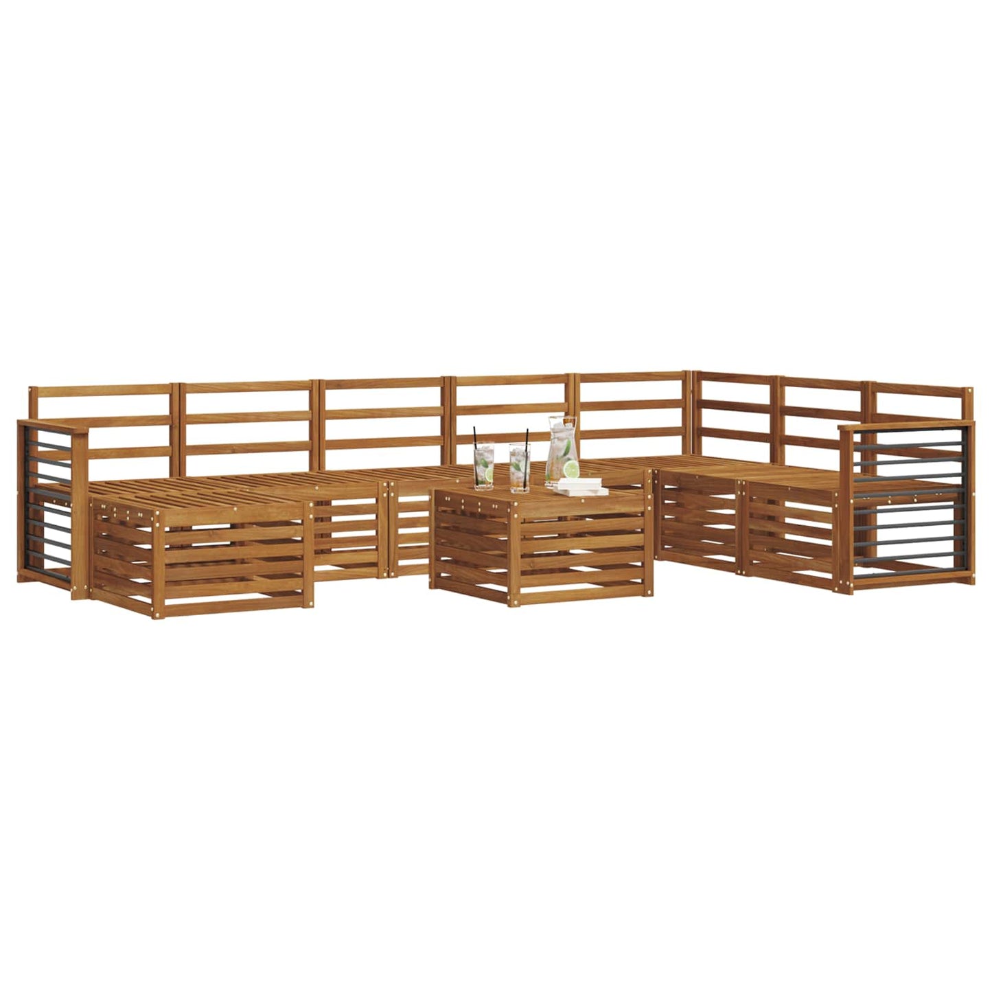Ecksofa Set 9 pcs Natur Massivholz Akazie