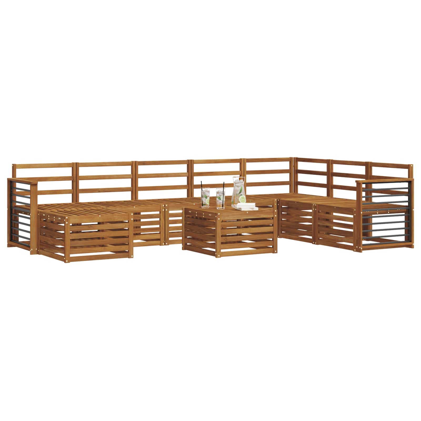 Ecksofa Set 9 pcs Natur Massivholz Akazie