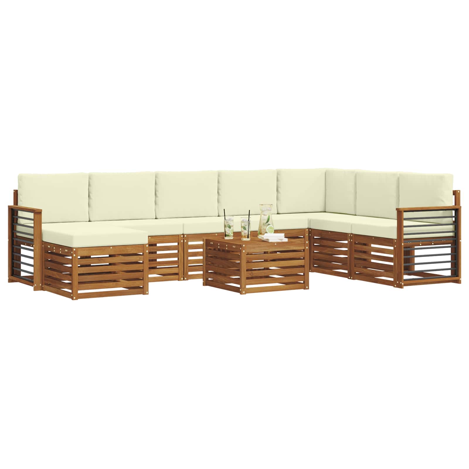 Outdoor-Sofagarnitur 9 stk. Natur und Creme