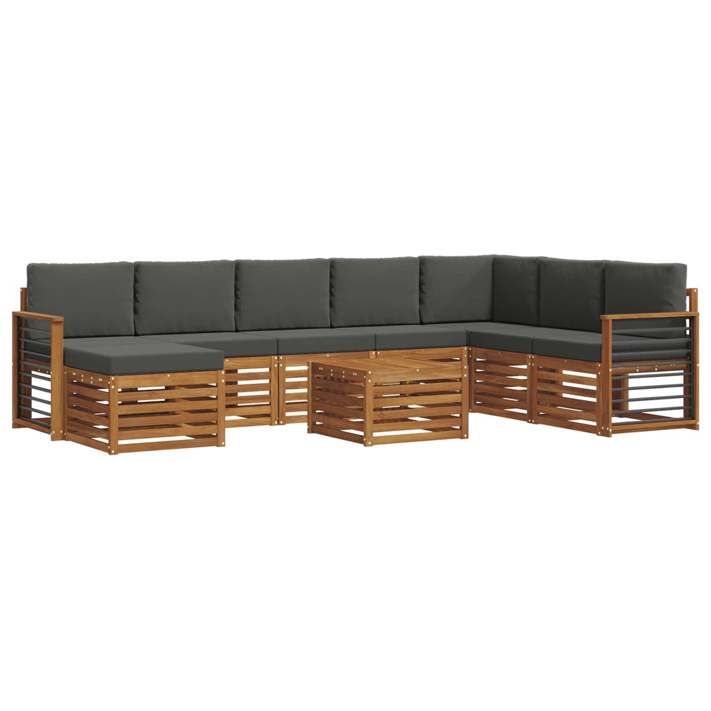 Outdoor-Sofagarnitur 9 stk. Natur und Anthrazit