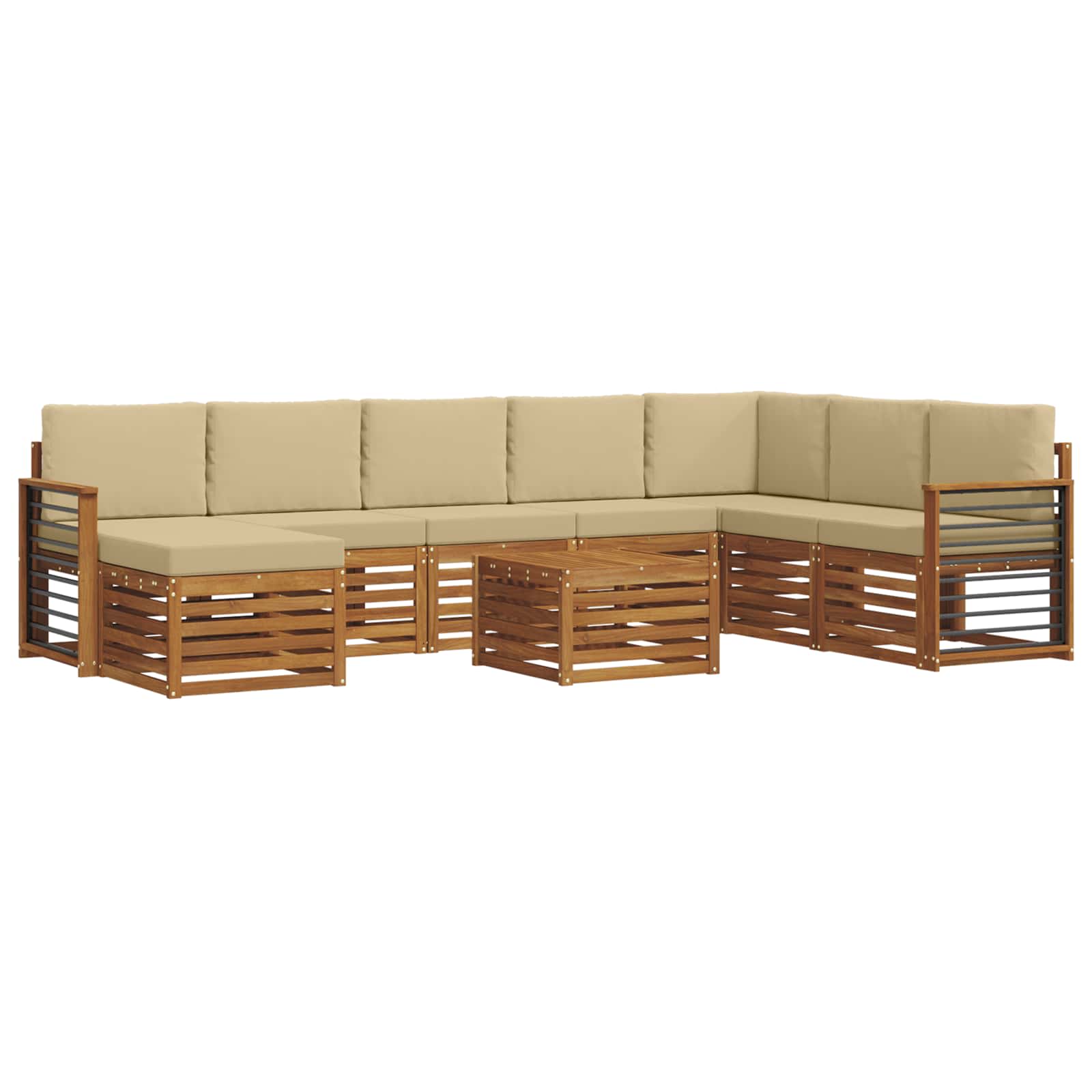 Outdoor-Sofagarnitur 9 stk. Natur und Beige