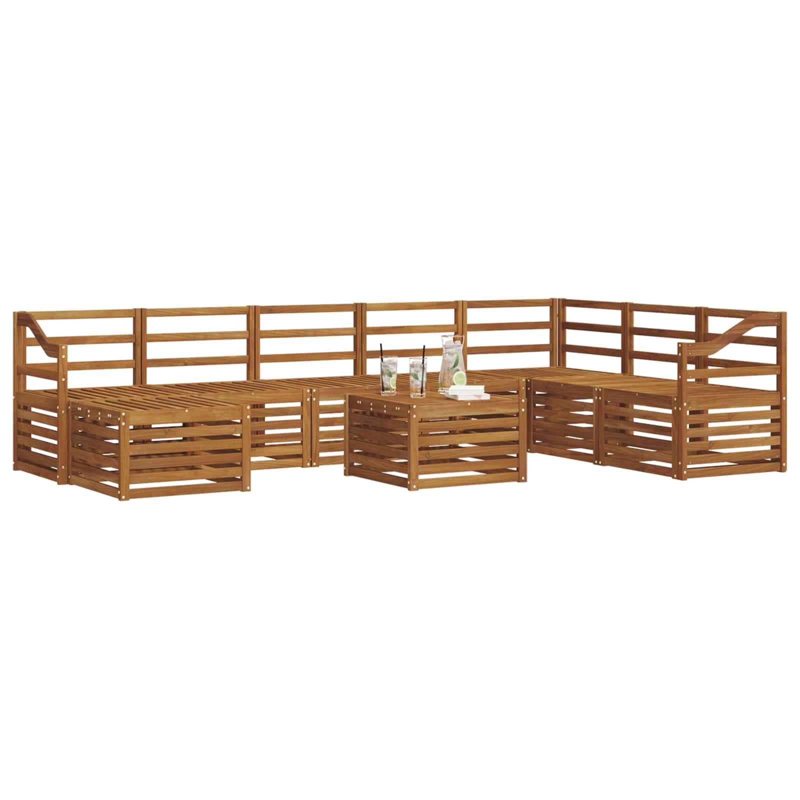 Outdoor-Sofagarnitur 9 pcs Natur Massivholz Akazie