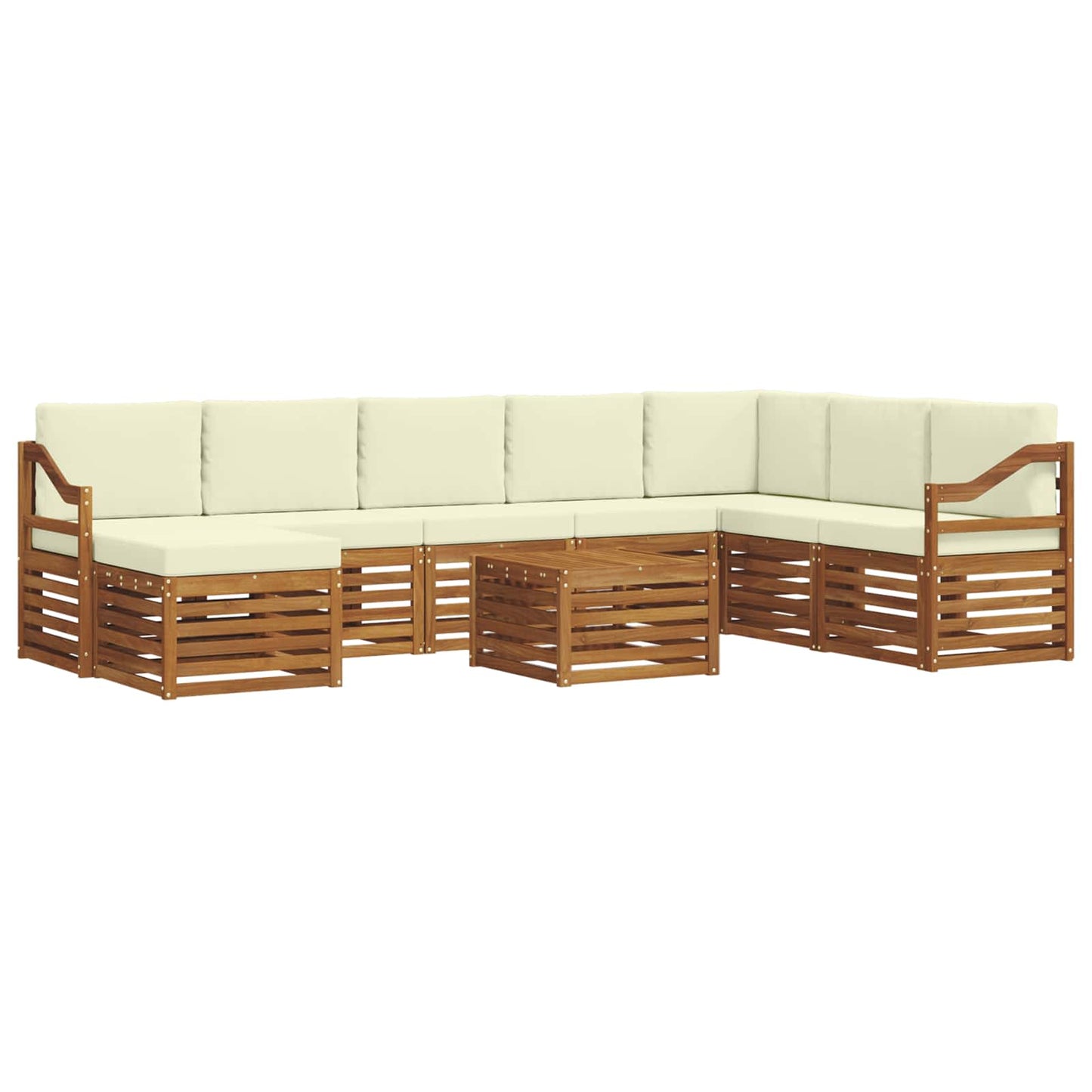 Outdoor-Sofagarnitur 9 pcs Natur und Creme Massivholz Akazie