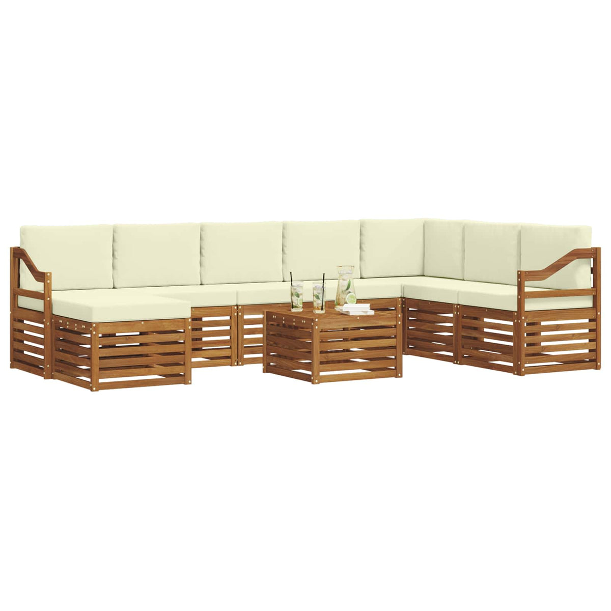 Outdoor-Sofagarnitur 9 stk. Natur und Creme