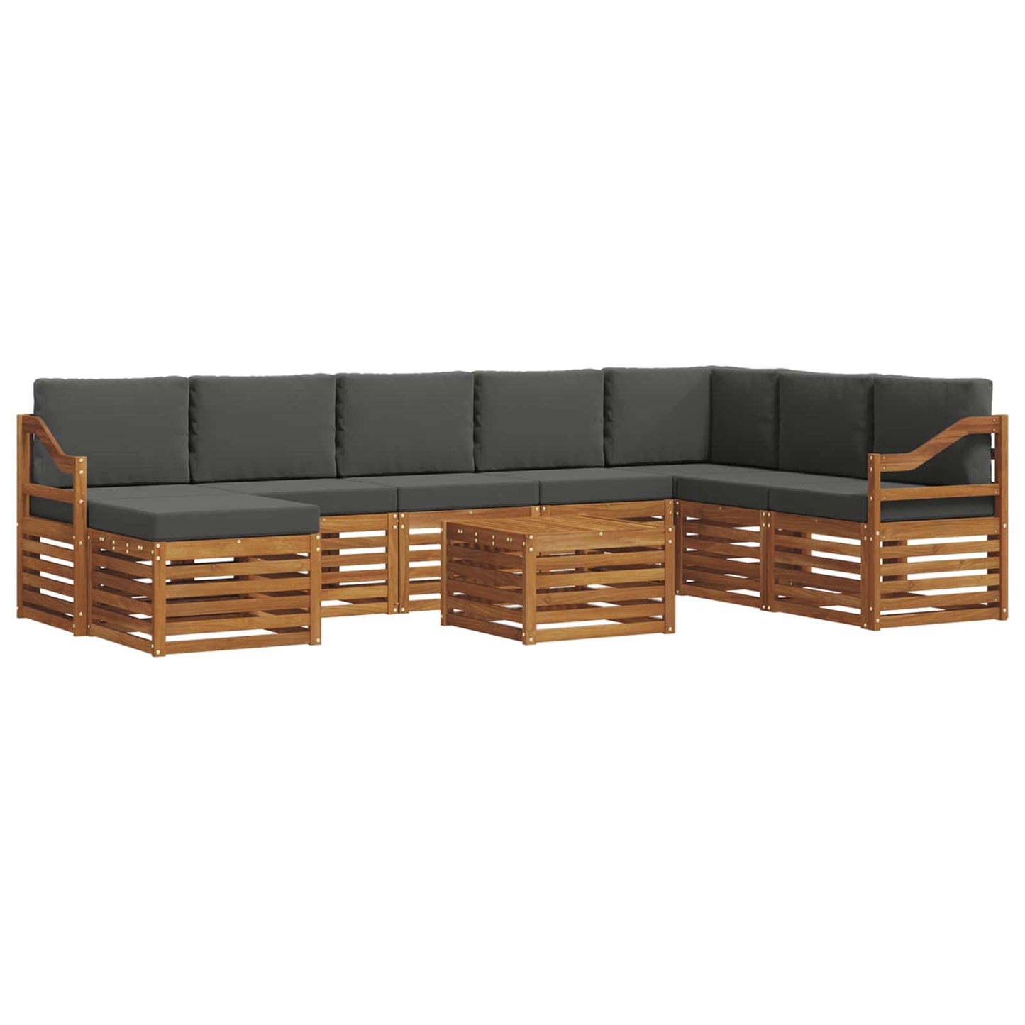 Outdoor-Sofagarnitur 9 stk. Natur und Anthrazit
