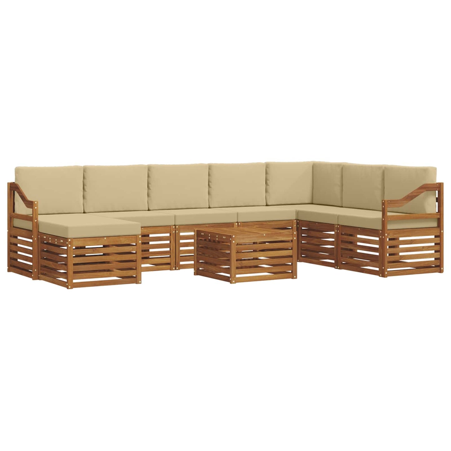 Outdoor-Sofagarnitur 9 stk. Natur und Beige